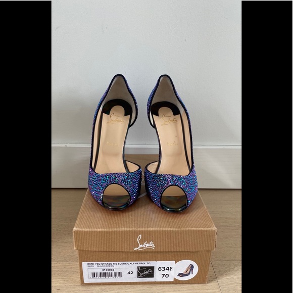 Christian Louboutin Shoes - Christian Louboutin DEM YOU STRASS
100 SUEDE/CALF PETROL TC